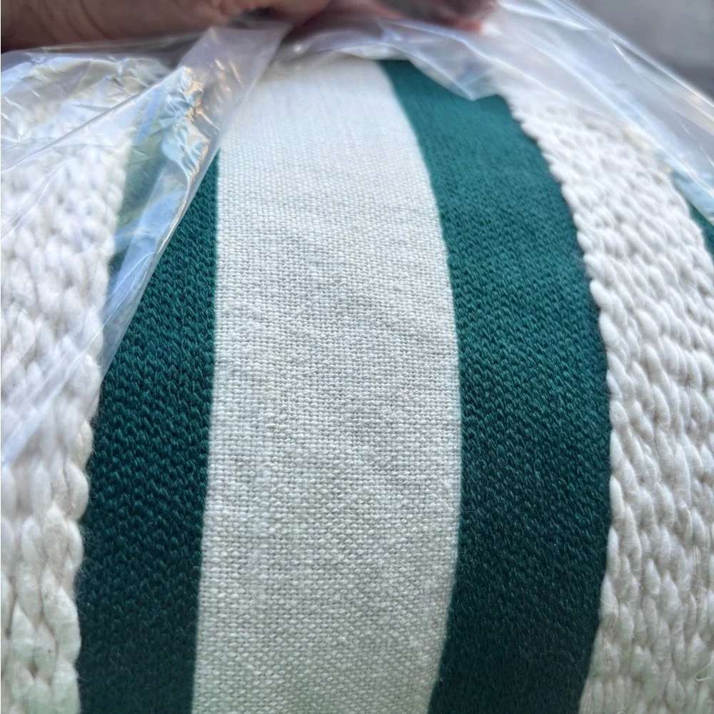 Rizzy Home Oversized Teal Striped Throw Pillow Cover Cotton Coastal Accent 20x20
